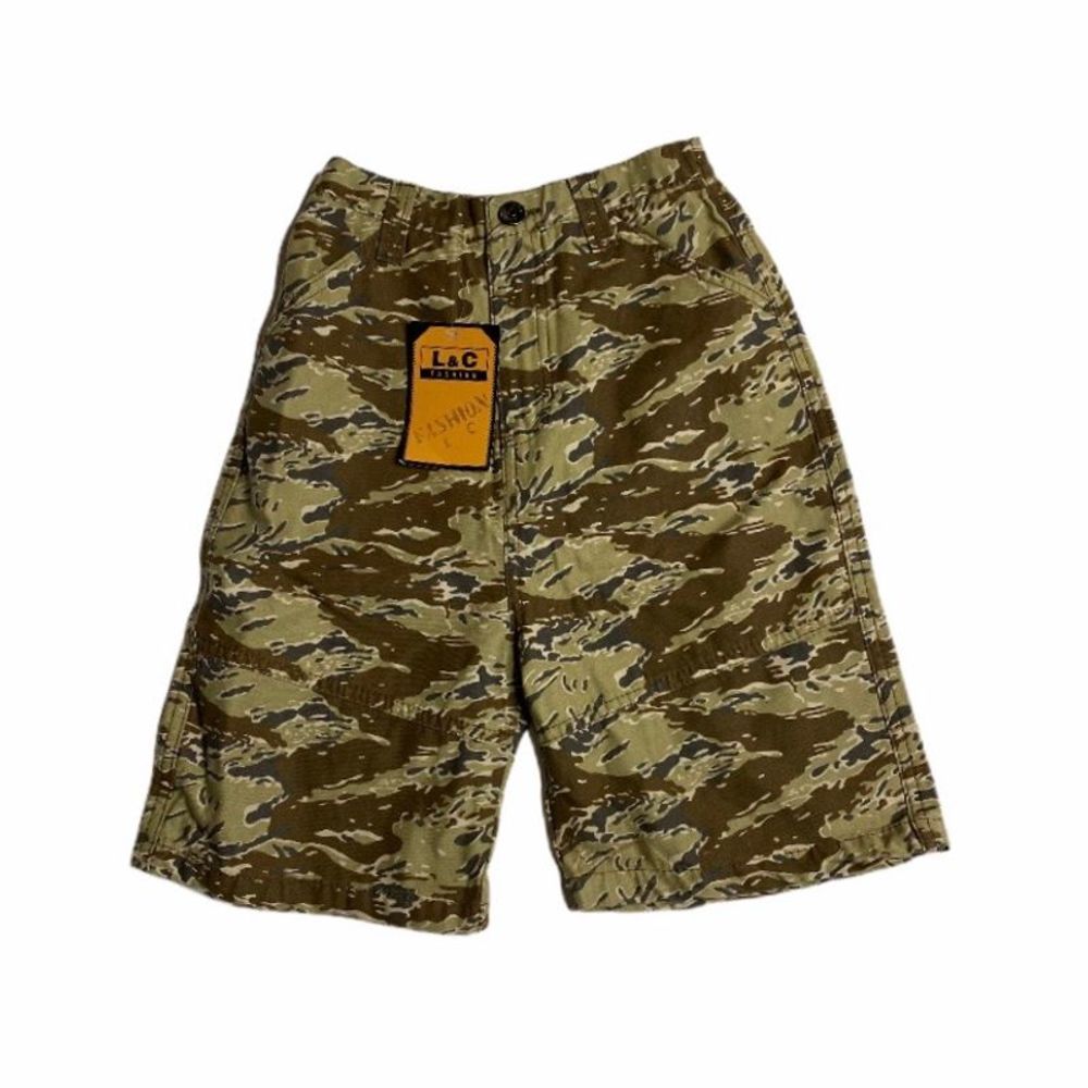 Tan Camo Kids Cargo Cotton Shorts  | 4